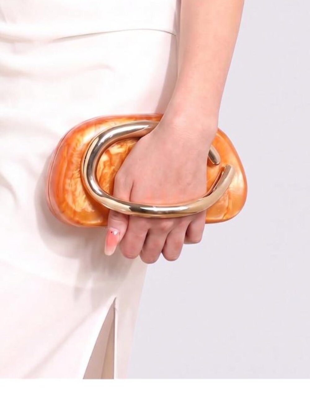 Elegant Orange Marbling Acrylic Clutch Purse, Evening Wedding Handbags